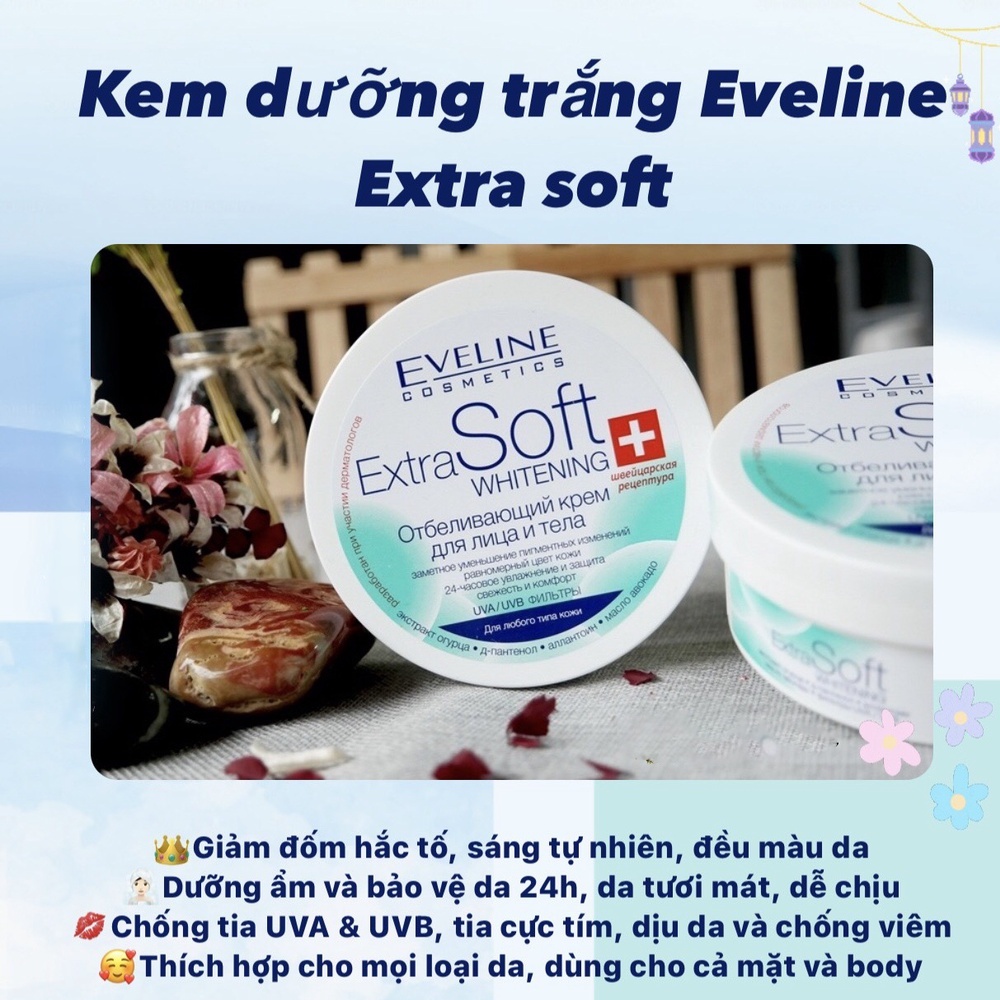 Kem dưỡng trắng da mặt và toàn thân Eveline Extra Soft Whitening 200ml