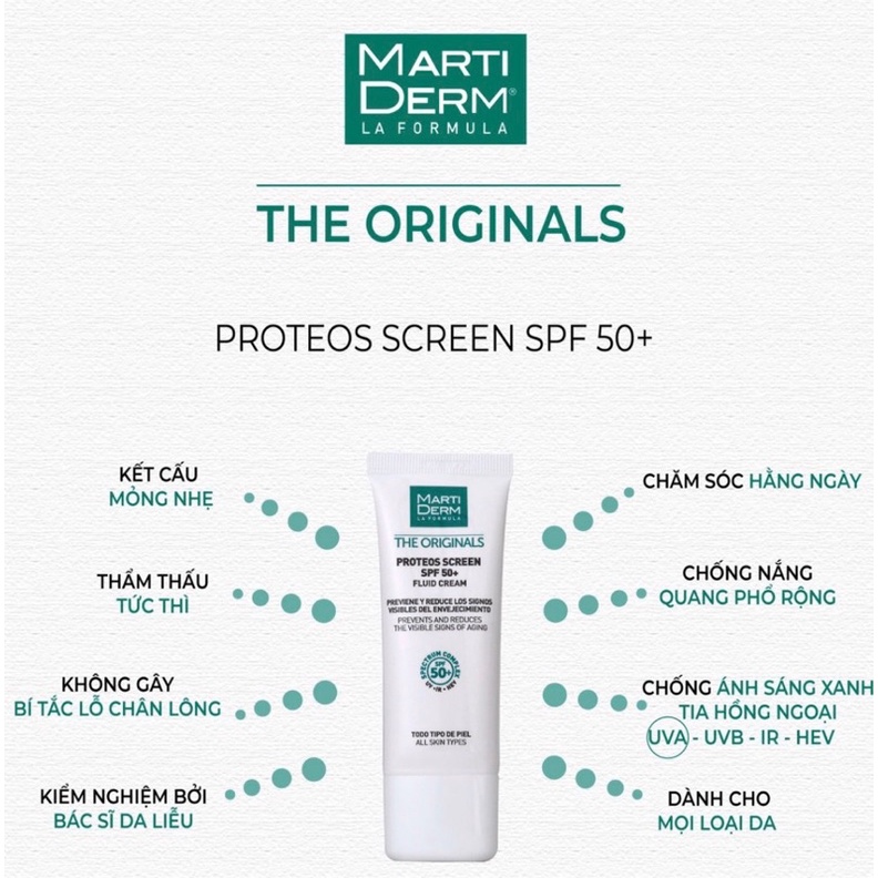 Kem chống nắng MartiDerm Proteos Screen SPF50+ có bill