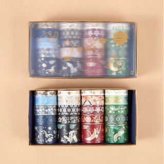 Băng dính Washi Tape set 20 mẫu có nhũ, có tách set Vân Quy Hạc Minh trang trí tranh, planner, sổ tay
