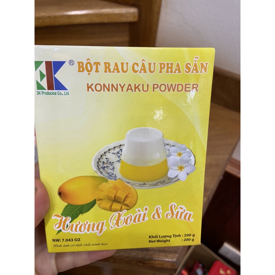 BỘT RAU CÂU PHA SẴN 3K KONNYAKU POWER HƯƠNG LÁ DỨA VÀ SỮA 200G