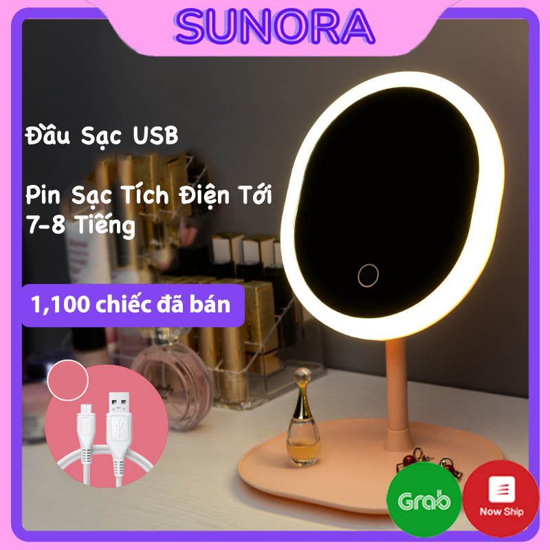 Gương Trang Điểm Để Bàn Đèn Led Gấp Gọn SUNO