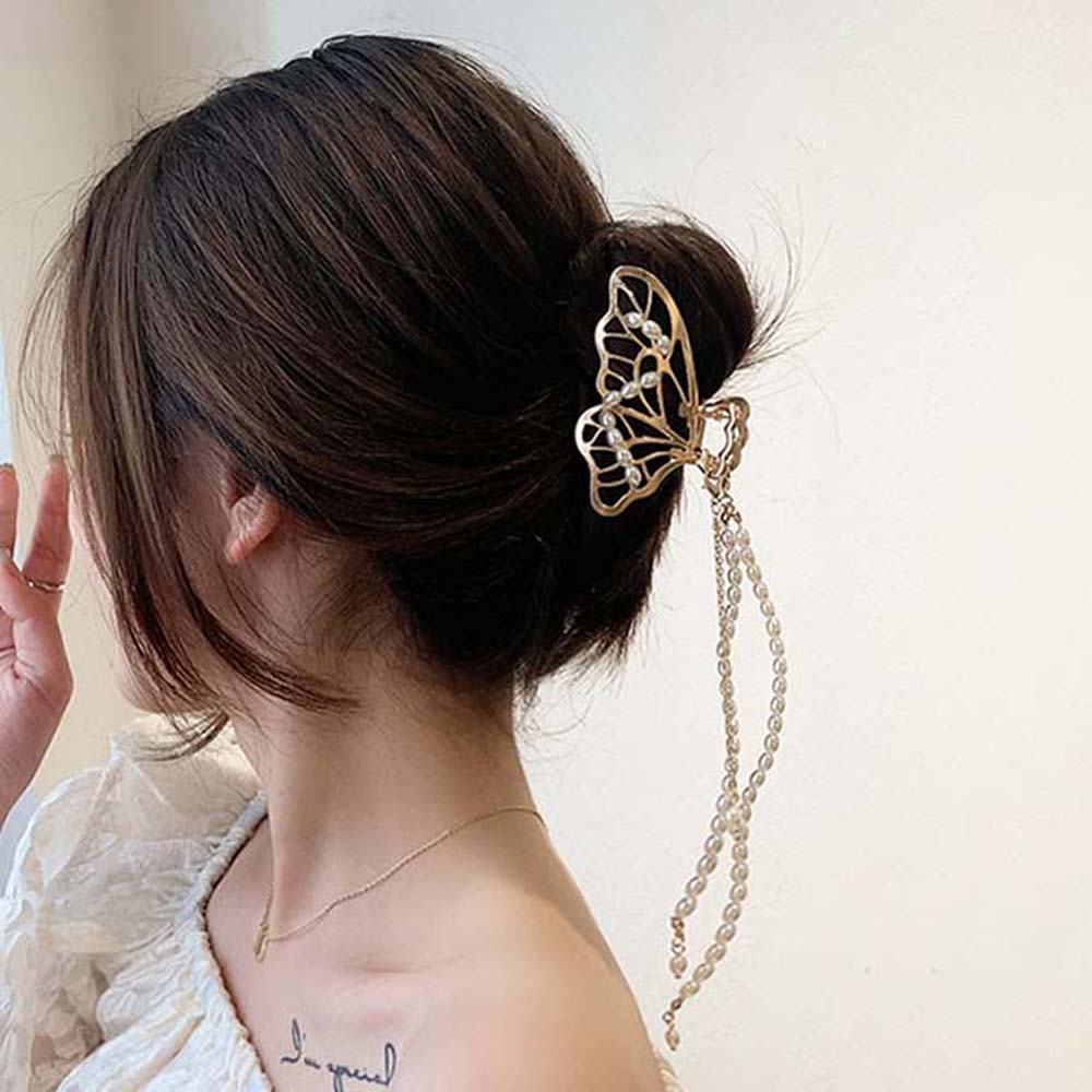 Kẹp Tóc Hình Bướm Đính Ngọc Trai Thời Trang