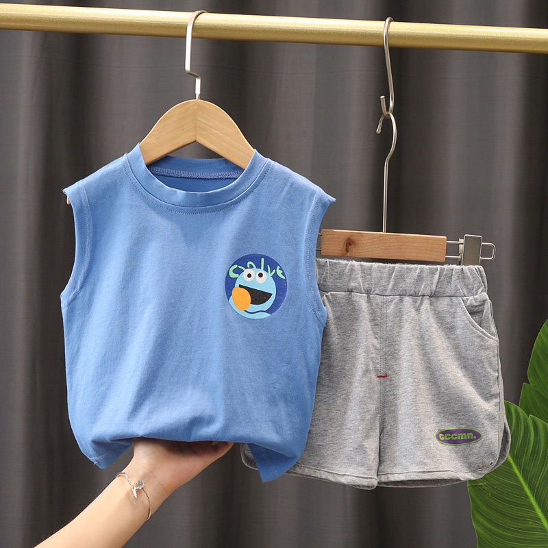 Đồ Bộ Bé Trai, Bộ Sát nách Mnostre In Hoạt Hình Chất Cotton Cực Mát Cho Bé Từ 8-18kg - SUMO KIDS