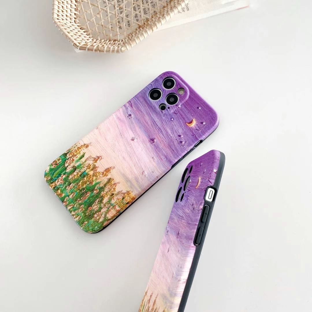 Huawei Y9s P20 Pro P30 Lite P30 Pro P40 Pro Mate 20 Pro Mate 30 Pro Mate 40 Pro Nova 3 Nova 4e Nova 4 Nova 5T Nova 7 / Nova 7 Pro Nova 7i Nova 7SE Nova 8 Pro Nova 8SE Honor 8X IMD Oil Painting Purple Sky Soft Silicone Casing Case