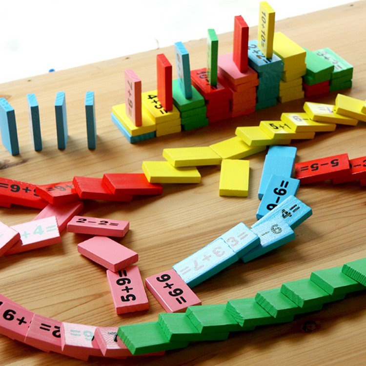 Đồ Chơi Domino Toán Học 110 Quân Chất Liệu Gỗ Cao Cấp Giúp Bé Phát Triển Trí Thông Minh Tặng Kèm Que Tính
