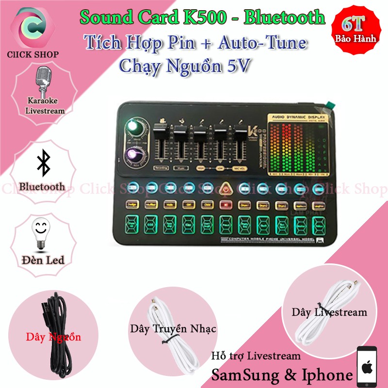 Combo Mic Thu Âm BM900 Soud Card K500 Có Bluetooth Chân Màng Dây Livestream MA2 bảo hành 6 tháng lỗi đổi