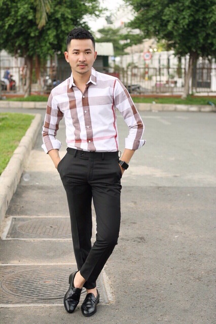 Áo sơ mi nam tay dài sọc caro to 4 màu phối cực đẹp