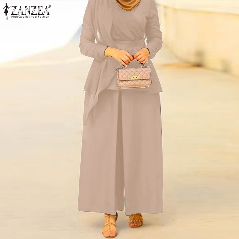 Zanzea Set Đồ Dài Phối Lưới Thời Trang Cho Phụ Nữ Hồi Giáo