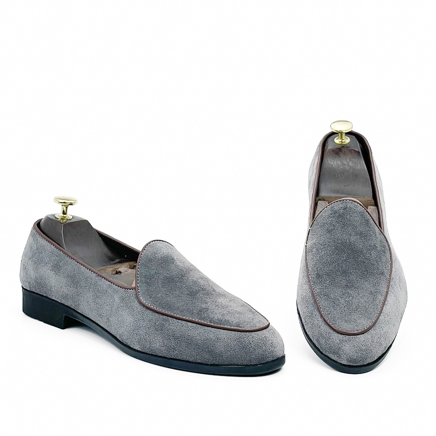 Giày lười da lộn nam da bò thật bảo hành 12 tháng kiểu dáng Belgien Loafer - Mã T72