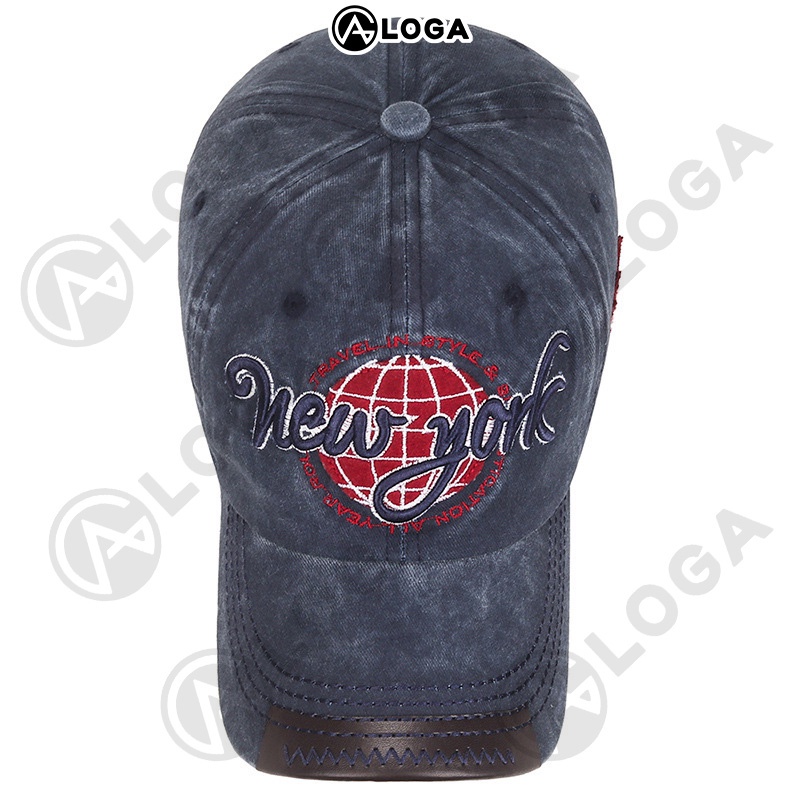Nón lưỡi trai nam nữ, Nón kết unisex LOGA chất liệu jean New York, phong cách bụi M023