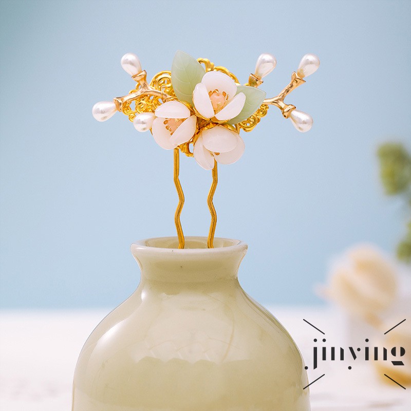 GETNOIVAS Trâm cài tóc trang trí họa tiết hình bông hoa đính ngọc trai giả phong cách cổ điển cho nữ