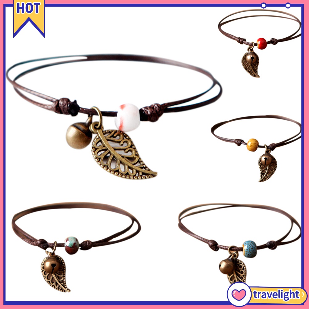 Vòng đeo tay mặt hình chiếc lá đính hạt gốm sứ kiểu dáng cổ điển