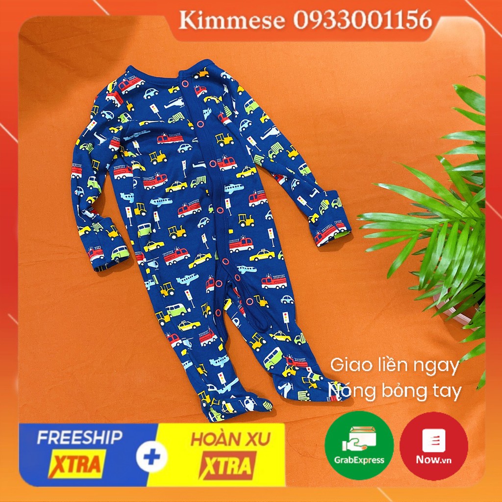 [Mã KIMFS33 Hoàn 5K Đơn 59K] Sleepsuit Bộ Body Cho Bé Cotton D.Stores Xanh Xe Đỏ Vàng Cúc Bấm - Đồ Ngủ Cho Bé