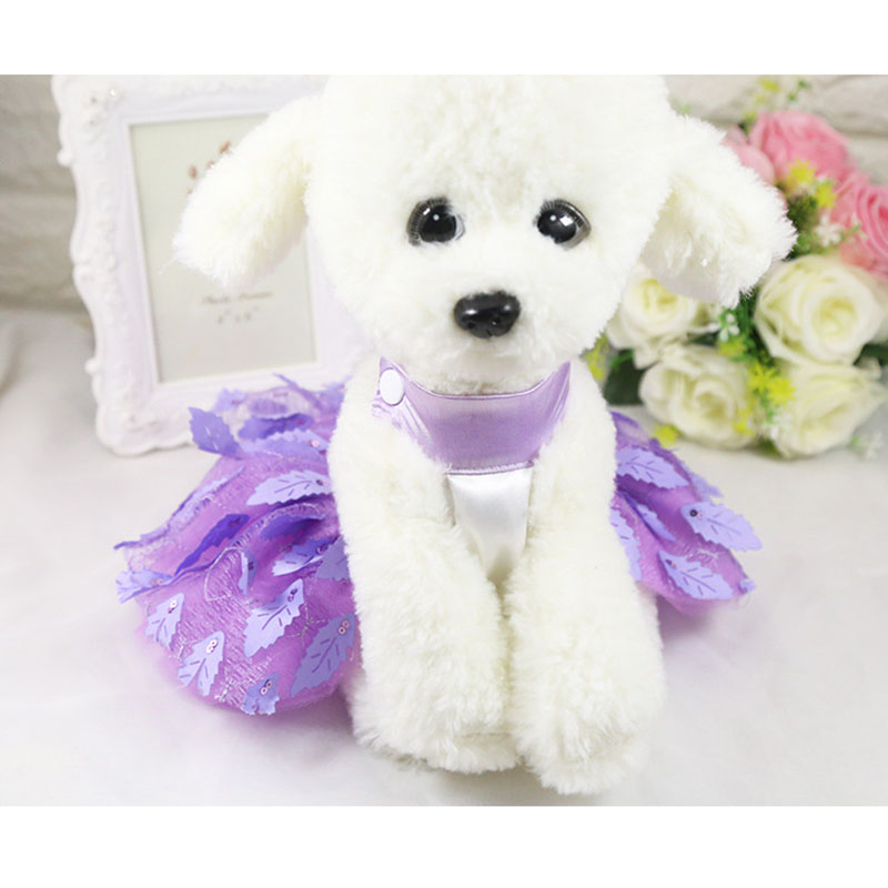 Đầm Cưới In Họa Tiết Lá Cây Đính Một Hàng Nút Màu Đỏ / Tím Thời Trang Xuân Hè Cho Thú Cưng