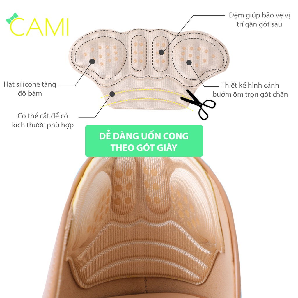 1 cặp lót giày giảm size bảo vệ gót chân, hạt silicone tăng độ bám - Cami - CMPK275