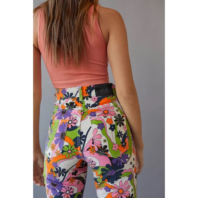 Quần khaki nhung họa tiết hoa lưng cao BDG by Urban Outfitters