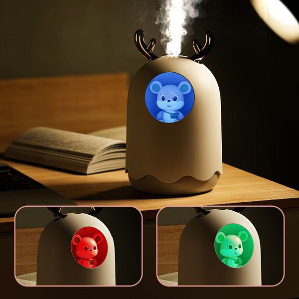 Máy phun sương tạo độ ẩm không khí bằng công nghệ siêu âm nano hình thú cute có đèn led 7 màu làm đèn ngủ tiện lợi