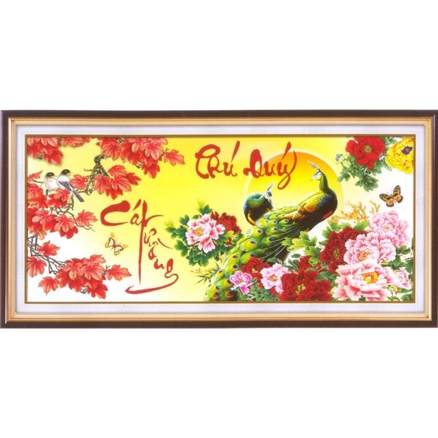 Tranh thêu chữ thập Phú quý cát tường 223019 (chưa thêu)