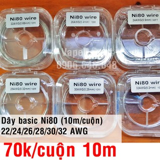 Dây quấn điện trở_Dây quấn basic_Dây đơn chất liệu ni80 nichrome size 22W, 24W, 26W, 28W, 30W, 32W