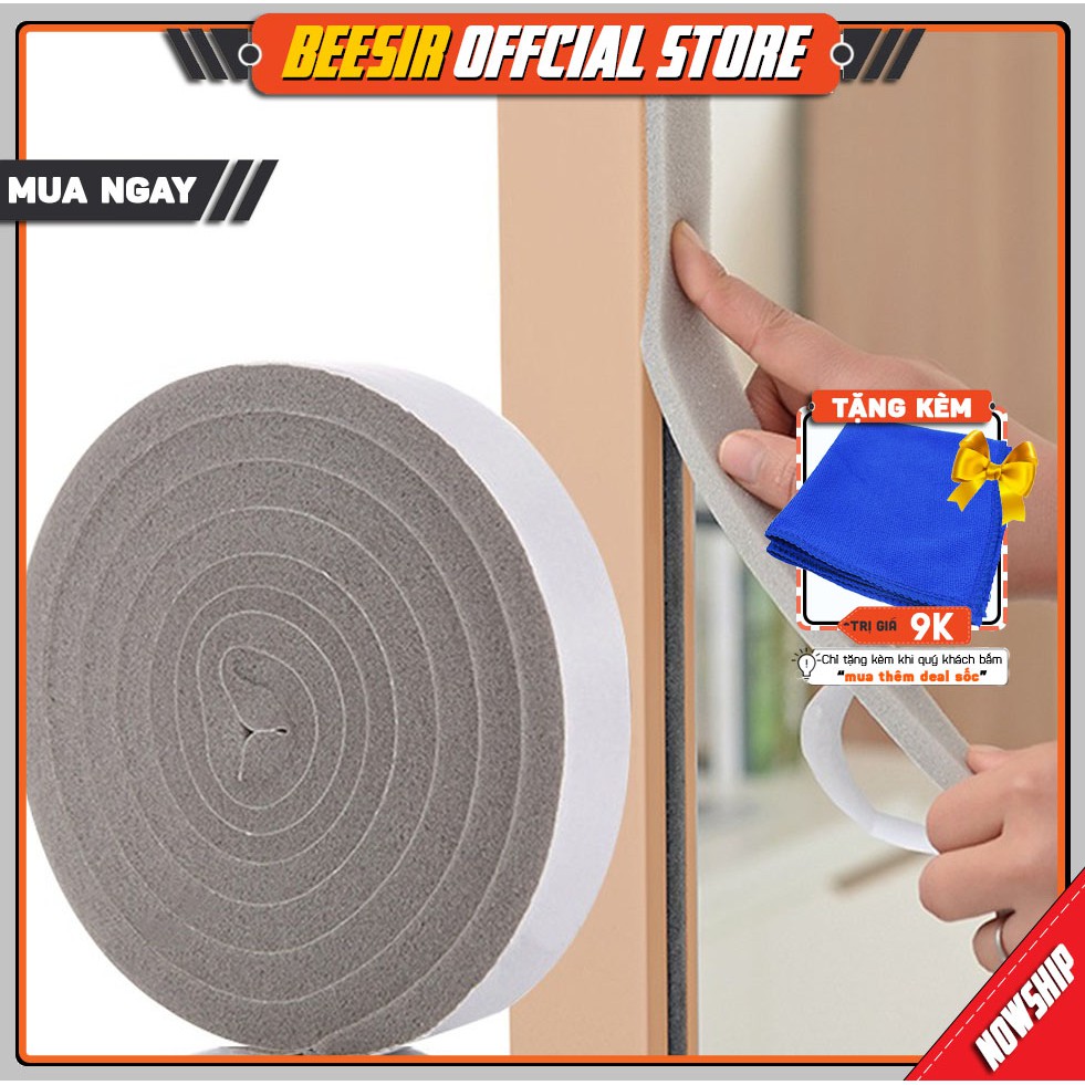 Miếng Mút Dán Khe Cửa Đa Năng Cách Âm, Chắn Gió, Bụi Bẩn Cao Cấp 3cmx2m BEESIR