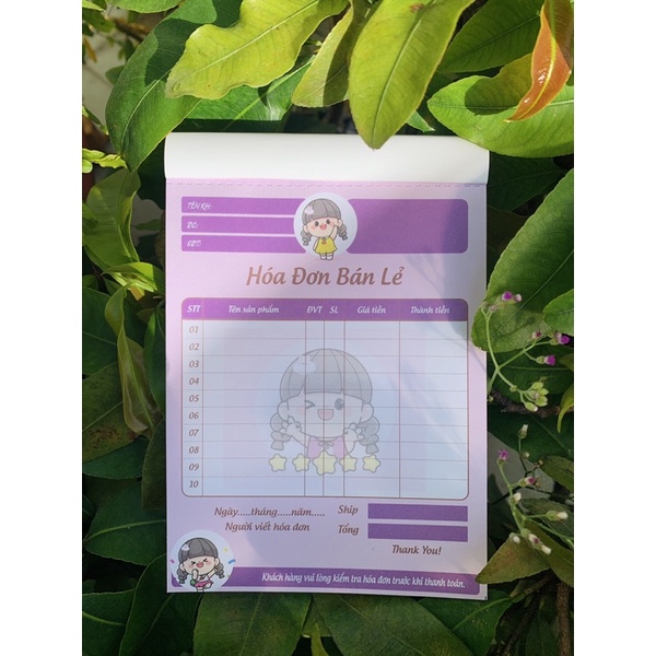 HOÁ ĐƠN BÁN LẺ ĐẶT IN THEO YÊU CẦU-Size 10x14.5cm-Giấy ĐL70-Combo 5 cuốn