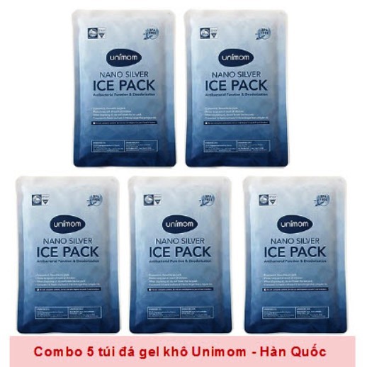 Combo 05 túi đá gel khô Unimom giữ lạnh trữ sữa mẹ, thực phẩm UM871857 - Hàn Quốc