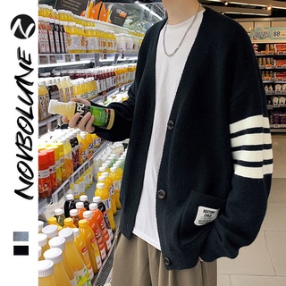 [J & N] Áo Khoác Cardigan Len Dày Dáng Rộng Phong Cách Preppy Hàn Quốc Dễ Phối Đồ Thời Trang Thu Đông Cho Nam