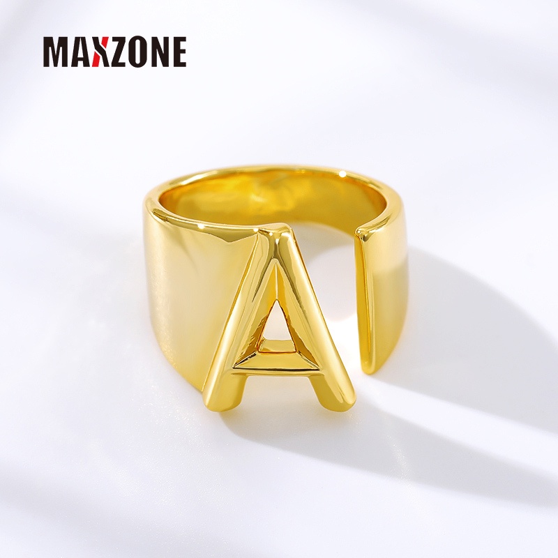 Nhẫn Chữ Cái Từ A-Z Bằng Thép Không Gỉ Màu Vàng Thời Trang 2022