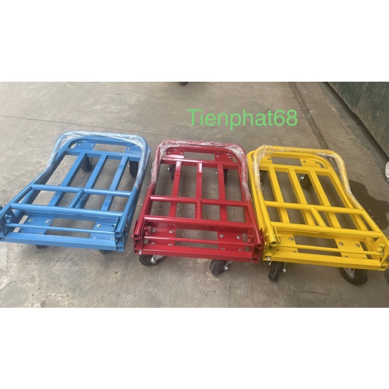 Xe đẩy 4 bánh gáp gọn, kích thước 50x80 - 60x100 tải trọng 500kg có 3 màu xanh,đỏ,vàng