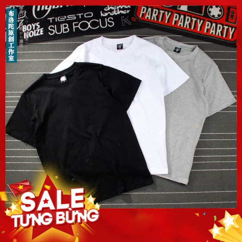 Combo 3 Áo Thun Trơn Nam Thương Hiệu Ken T-Shirt Màu Trắng Đen Xám - Hàng nhập khẩu