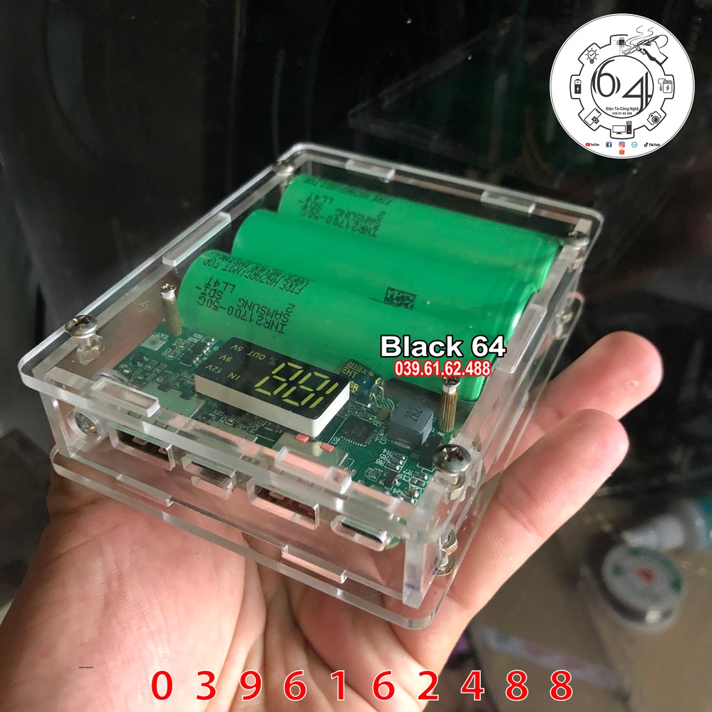 Sạc dự phòng 15.000 mah mica trong suốt siêu ngầu, sạc nhanh QC 3.0 18W