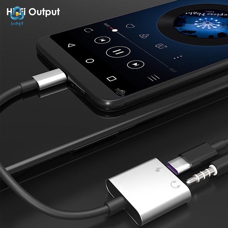 Type C to 3.5 mm and Charger 2 in 1 Headphone AUX Audio Jack USB C Cable Adapter