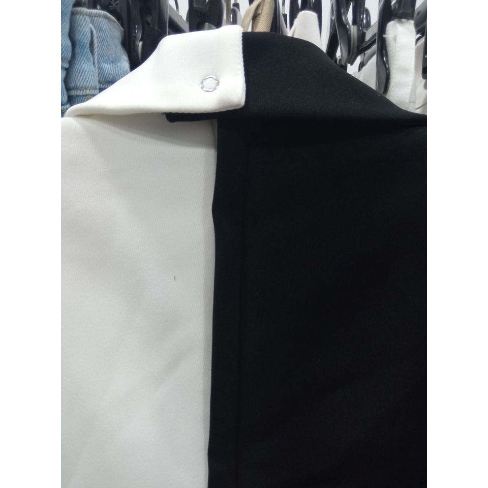 BLAZER MIX, TRƠN HOẶC PHỐI NỬA THÂN, MÀU TRẮNG ĐEN FORM RỘNG GIRAN