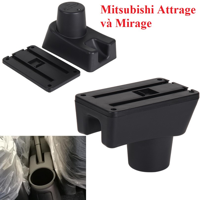 Hộp tỳ tay ô tô Mitsubishi Attrage và Mirage: Mầu Đen - hàng cao cấp