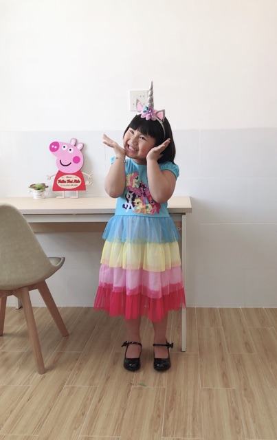 Đầm Pony cầu vồng, Váy Little Pony xếp tầng dễ thương