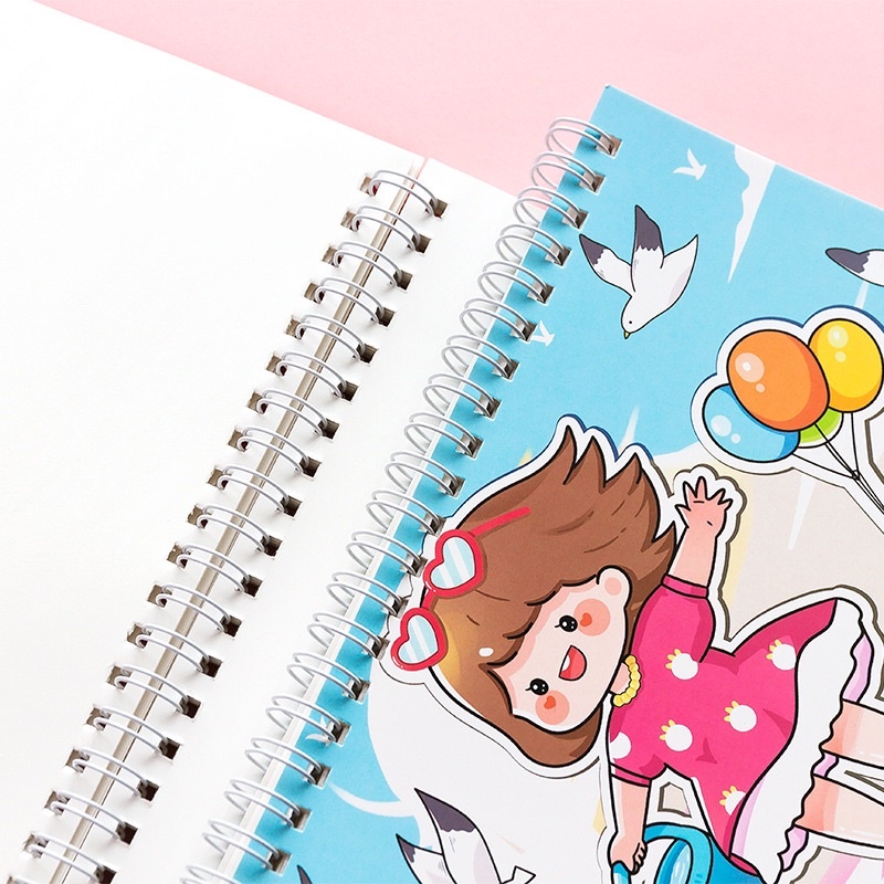 Sổ Chiết Sticker Washi Sổ Lò Xo 40 Tờ Hình Cô Gái Dễ Thương Mẫu Mới 2022