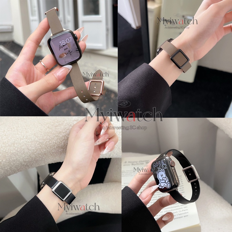 Dây Đeo Đồng Hồ Bằng Da Thật Thời Trang Cho iwatch Series 7 6 5 4 3 SE 21 41mm 45mm 44mm 40mm 42mm 38mm