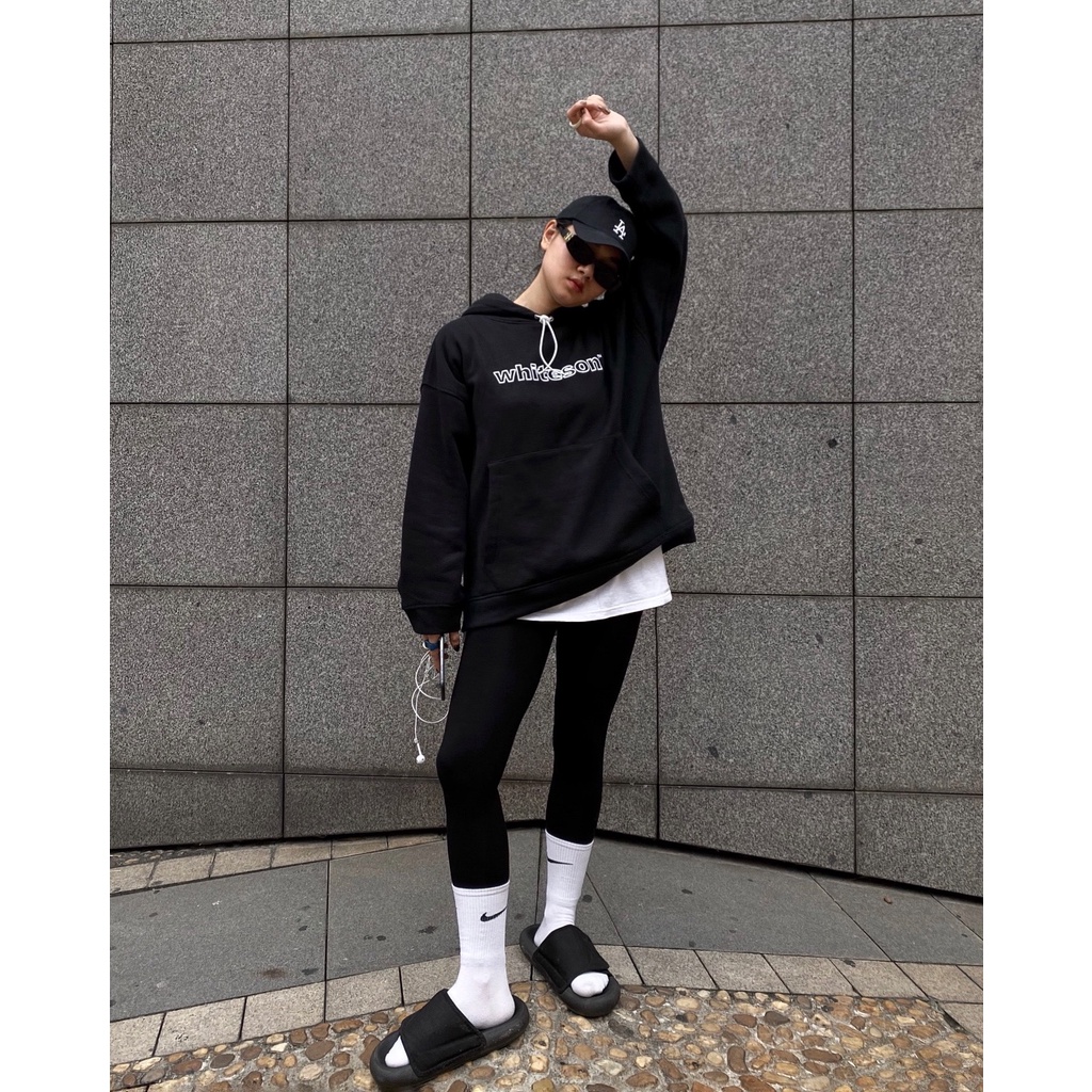 HOODIE &quot;LOGO SS20&quot; DOUBLE LABEL BLACK