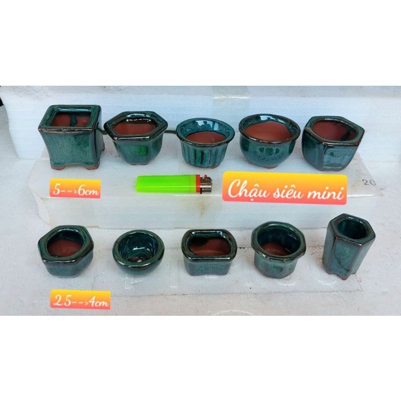 Set 10 chậu bonsai trồng cây mini, trồng sen đá gốm Bát Tràng