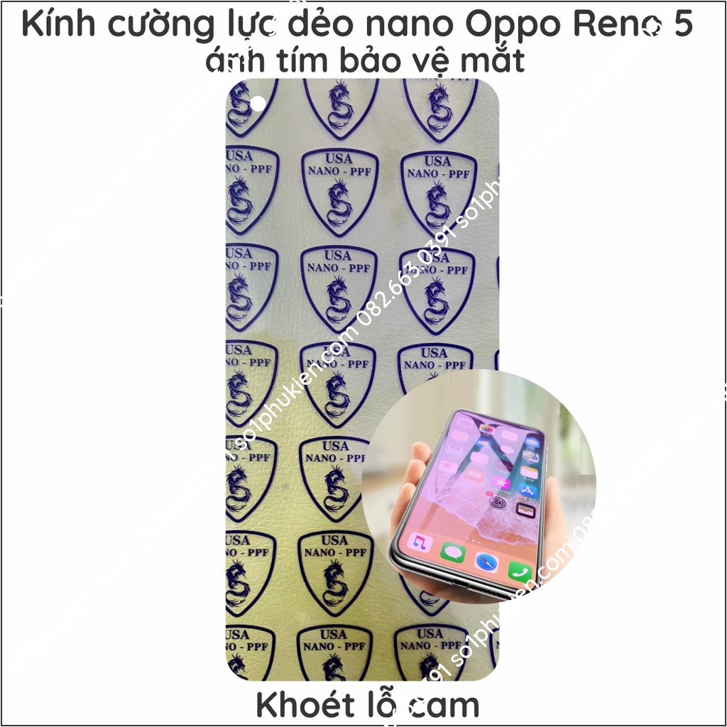 Dán cường lực Oppo Reno 5 4G / 5G nano dẻo siêu bền, chống bể