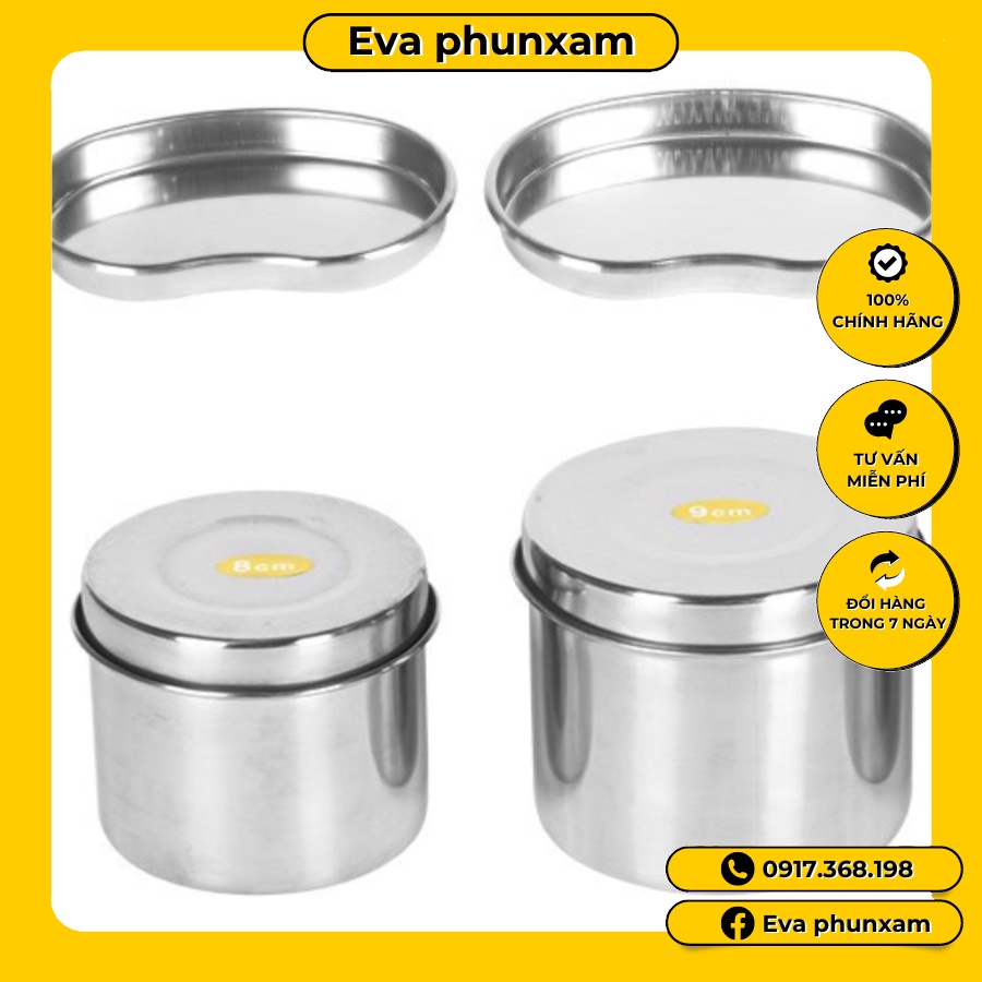 Khay hũ inox 304 để bông, kéo, nhíp, pank trong Spa