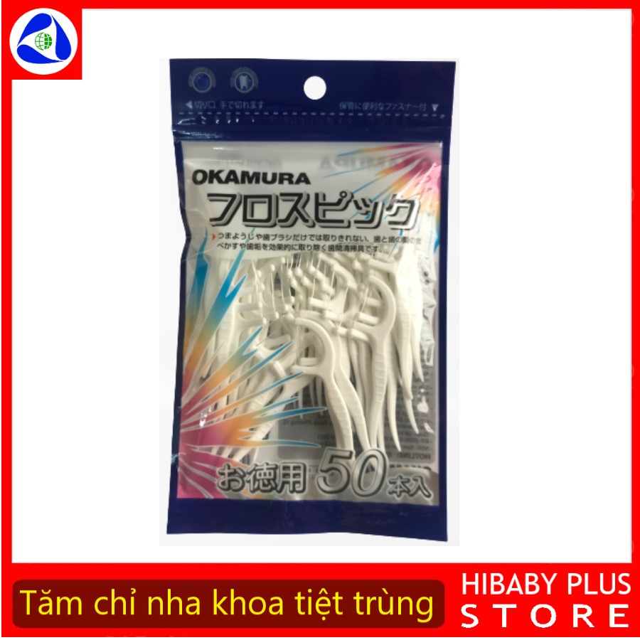 Tăm chỉ nha khoa Okamura tiệt trùng chính hãng gói 50 chiếc Nhật Bản