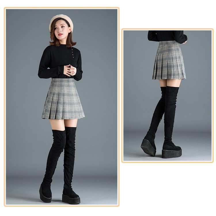 CHÂN VÁY TENNIS ULZZANG DẠ KẺ CHO MÙA ĐÔNG ẤM ÁP (CÓ SIZE TO) | BigBuy360 - bigbuy360.vn