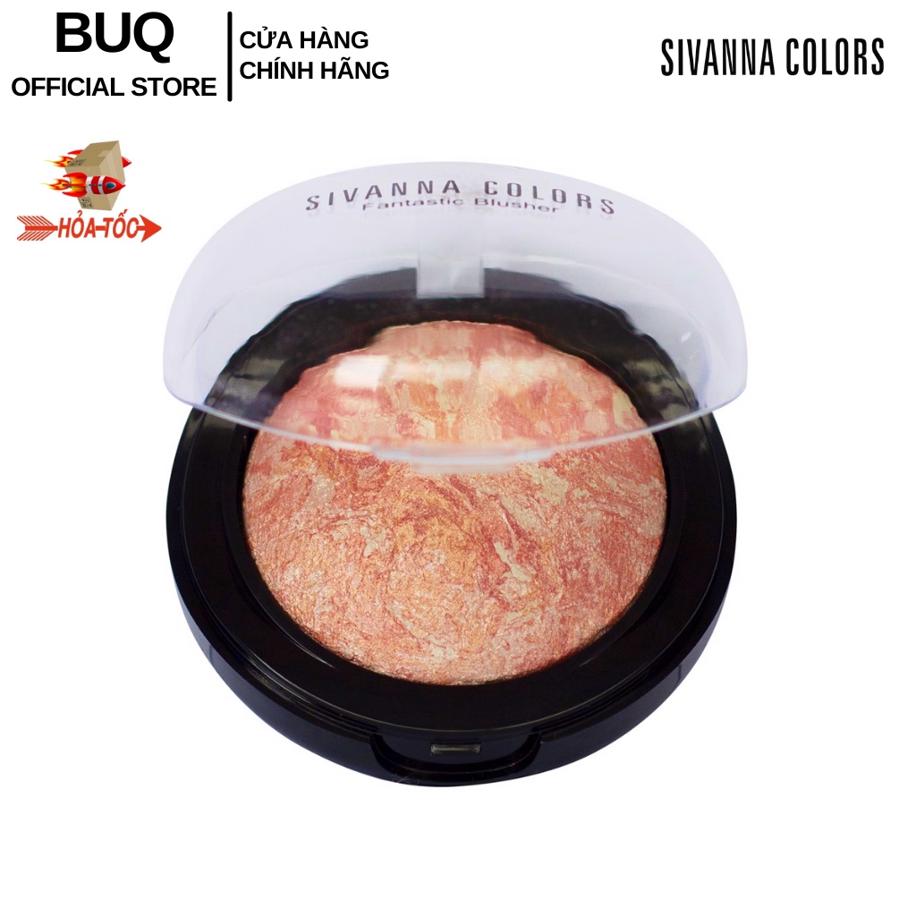 Phấn Má Hồng Sivanna Fantastic Blusher Du105 Ánh Nhũ Tông Hồng Cam 02 Sweet Orange 8g