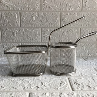 Bộ 2 Rổ lưới Inox vuông tròn dùng cho nhà bếp.