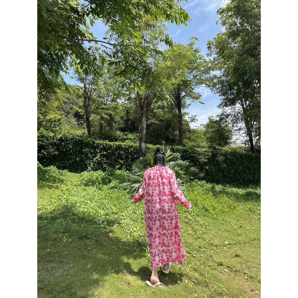 MADAMN - Đầm Hoa BigDress , Form Rộng , Cotton Xô Hoa Màu Hồng