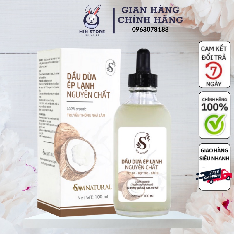 Dầu Dừa Ép Lạnh - Sam Natural,Hạn Chế Rạn Da Và Mờ Dần Vết Rạn Cho Phụ Nữ Mang Bầu Và Sau Sinh [FreeShip]