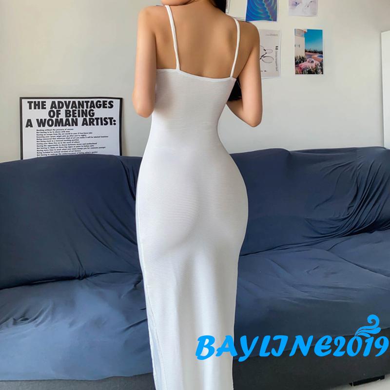 Đầm Hai Dây Ôm Dáng Màu Sắc Trơn Thanh Lịch Cho Nữ