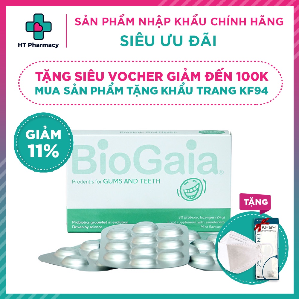 Viên ngậm men vi sinh nha khoa BioGaia ProDentis - Cân bằng khoang miệng, loại bỏ vi khuẩn, mảng bám
