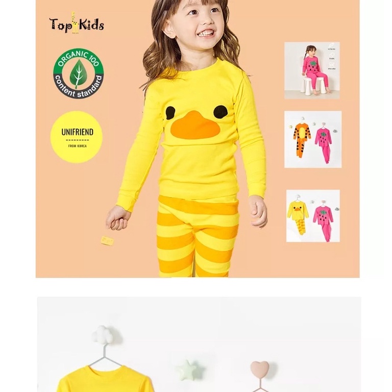 ĐỒ BỘ DÀI TAY COTTON MẶC NHÀ MÙA THU ĐÔNG BÉ GÁI- UNIFRIEND HÀN QUỐC-BỘ CON VỊT